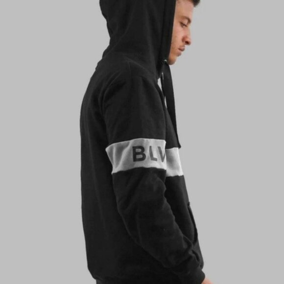BLVCK Men's Paris Bold Stripe Hoodie Size XS Terry Cotton - Picture 4 of 6